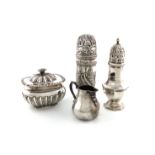 A mixed lot of silver items, various dates and makers, comprising: a Victorian cream jug, by