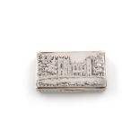 An early-Victorian silver 'castle-top' snuff box, Newstead Abbey, by Nathaniel Mills, Birmingham