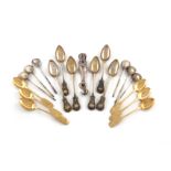 A small collection of Russian silver flatware, comprising: a set of six of mid-19th century silver-