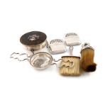 λA mixed lot of silver items, various dates and makers, comprising: a silver-mounted tortoiseshell
