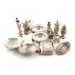 A mixed lot of silver items, various dates and makers, comprising: a pair of modern armada dishes,