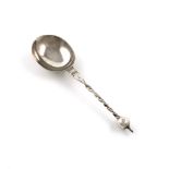 A 19th century Norwegian silver ball knop spoon, Bergen 1823, oval bowl, twisted stem with a ball