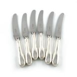 A set of six modern silver-handled Oar pattern table knives, by Garrard & Co, Sheffield 1986, with