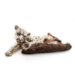 A modern Mexican electroplated sculpture of a leopard cub, signed Jolly, and marked D'Argenta,