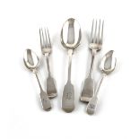 A collection of silver Fiddle pattern flatware, various dates and makers, including Hayne and Cater,