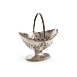 A George III silver swing-handled sugar basket, by Michael Plummer, London 1794, oval form, later