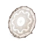 A Victorian silver salver, by Joseph & Edward Bradbury, London 1870, circular form, beaded border,
