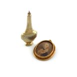 A 19th century French silver-gilt scent flask, maker's mark E.D in a lozenge, compressed panelled