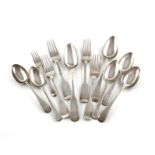 A mixed lot of silver flatware, various dates and makers, Fiddle and Old English pattern comprising: