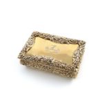 A William IV silver-gilt snuff box, by Nathaniel Mills, Birmingham 1835, rectangular form, the