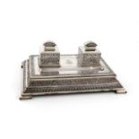 R.A.F interest, a presentation Indian silver inkstand, by P. Orr, raised rectangular form, with