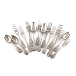 A collection of silver Fiddle and Thread and Fiddle, Thread and Shell pattern flatware, various