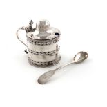 A George III silver mustard pot, by William Abdy, London 1782, circular form, pierced and bright-cut