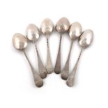 A collection of six antique Hanoverian pattern tablespoons, various dates and makers, including: a