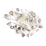 A mixed lot of silver flatware, various dates and makers, comprising: a Victorian Bright-cut