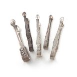 A small collection of Newcastle silver sugar tongs, various makers and dates, comprising: a