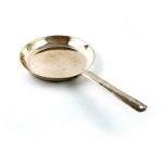 A modern Irish silver frying pan, by Michael Hillier, Dublin 1977, shallow circular bowl, spot-