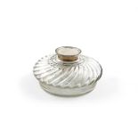 A Victorian silver-mounted glass inkwell, by Joshua Vander, London 1891, circular fluted form, the