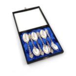 A set of six modern silver Pierced Vine pattern teaspoons, by C. J. Vander, London 1999, oval bowls,