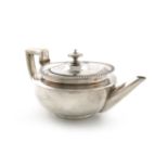 A George III silver teapot, by William Burwash, London 1818, circular form, gadroon border, tapering