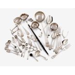 λA mixed lot of silver flatware, various dates and makers, comprising: a George III Old English