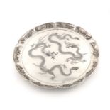 A Chinese silver tray, by Leun Hing, Shanhai circa 1920, also with a French import mark, lobed