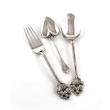 By George Lawrence Connell, an Art Nouveau silver fork and spoon, London 1904, pierced flower