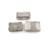 A small collection of three antique silver snuff boxes, comprising: a George III one by Joseph