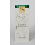 'Olivier - The Laurence Olivier Awards 1987' a celebration menu (1988) signed by Freddie Mercury,