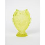 An Art Nouveau glass fish vase designed by Emile Galle, probably made by Baccarat, lime green glass,