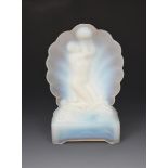 An Art Deco opalescent glass table lamp probably Sabino or Etling, modelled as a naked maiden