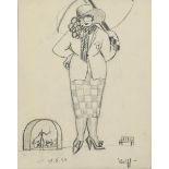 ‡ Dorte Clara Dodo Burgner (1907-1998) Lady with a Parasol (at the concert) pencil on paper, mounted