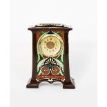 'Tempus Fugit' a Late Foley Intarsio mantel clock, model no.3676, tapering rectangular section