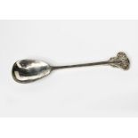 An Omar Ramsden and Alwyn Carr silver spoon, the terminal cast with a flower motif on scrolling