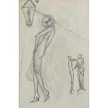 ‡ Dorte Clara Dodo Burgner (1907-1998) Lady by the Streetlight pencil on paper, mounted unsigned