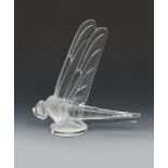 'Libellule' no. 1145 a modern Lalique clear and frosted glass paperweight, originally designed by