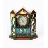 A Foley Wileman Intarsio Mantel clock designed by Frederick Rhead, model no.3160, the central