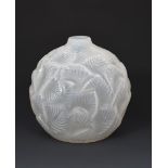 'Ormeaux' no.984 a Lalique opalescent glass vase designed by Rene Lalique, etched R Lalique France