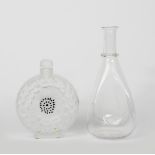 A James Powell & Son Whitefriars glass dimpled carafe, tapering square section with dimpled sides,