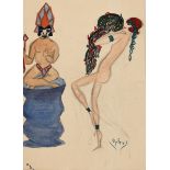 ‡ Dorte Clara Dodo Burgner (1907-1998) Opfer (exotic Dance) pencil and watercolour on paper, mounted