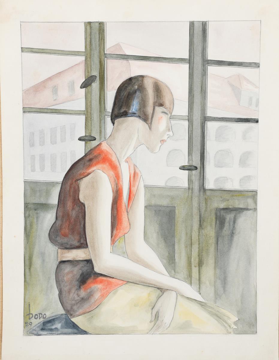 ‡ Dorte Clara Dodo Burgner (1907-1998) Contemplation, 1929 pencil and watercolour on card signed and