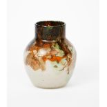 A Moncrieff's Monart Ware glass vase, shouldered ovoid form with collar neck, mottled off white