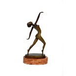 Szoke Dancer patinated bronze model of a nude female dancer on her toes, arms raised, in the