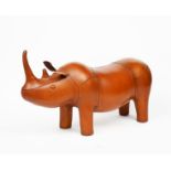 A modern leather Rhino foot stool after a design by Dimitri Omersa, originally designed in the 1950s