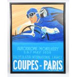 Thomas Cibort Coupes de Paris, 2003 (after Geo Ham) a modern acrylic on canvas of a stylised motor