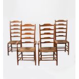 A set of four ash and elm Clissett chairs possibly by Edward Gardiner, five tapering splat backs,