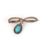 Alfred Thielemann, a diamond and turquoise brooch, Russia, circa 1905, designed as a whiplash