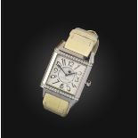 Jaeger LeCoultre, a lady's stainless steel and diamond wristwatch, 'Reverso Squadra', the double-