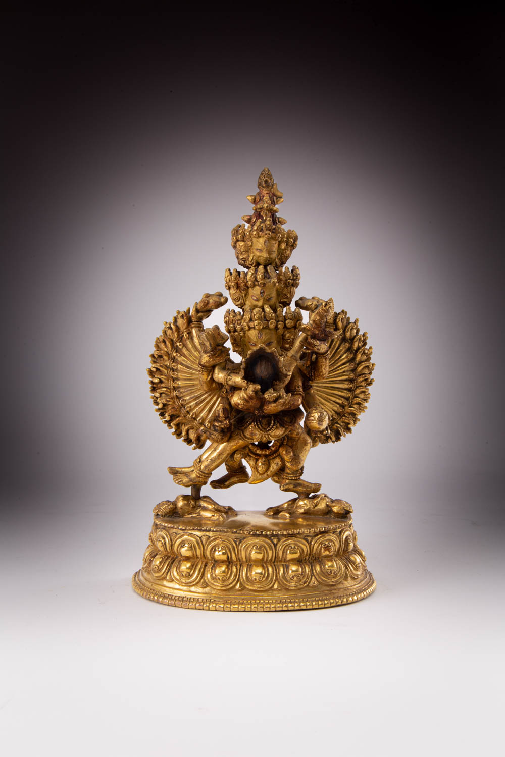 A CHINESE GILT-BRONZE FIGURE OF CHAKRASAMVARA AND VAJRAVARAHI 18TH CENTURY Depicting Chakrasamvara - Image 2 of 2