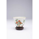 A RARE CHINESE 'LANTERN FLOWERS' CUP DAOGUANG 1821-50 The bell shaped bowl painted with a leafy